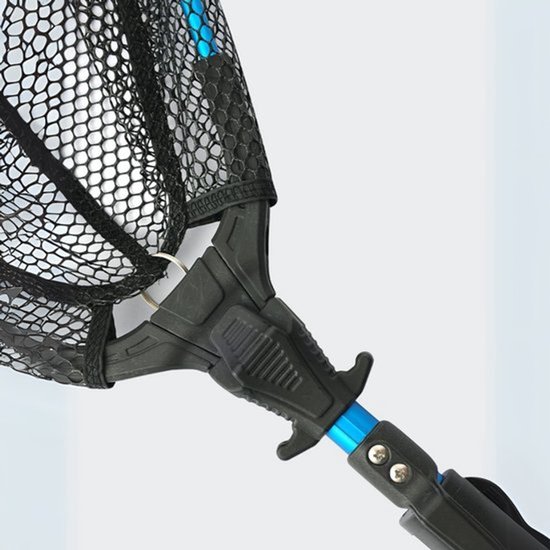 REN® Schepnet Vissen - Duurzaam Net met Rubberen Coating - Telescoop Schepnet - 42cm x 16cm x 8cm - Visnet - Zwart/Blauw van Merkloos