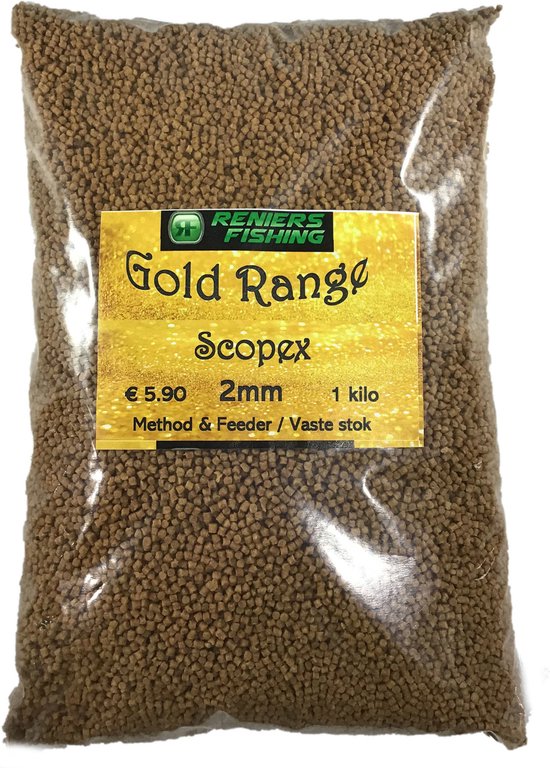 Reniers Fishing Gold Range Method & Feeder Pellets 2mm Flavoured - Smaak : Scopex van Reniers Fishing