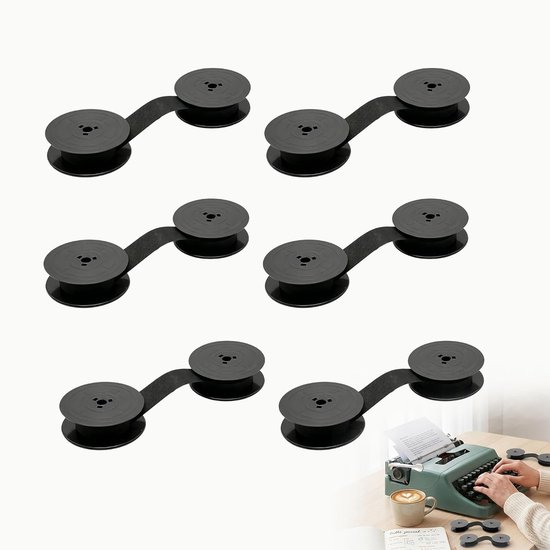 Reserve Schriftband voor Schrijfmachines, 6 Stuks, Zwart Nylon, Compatibel met Olivetti GR4, Kantoorbenodigdheden, Universele Reservebanden, 8 m Spoel 52 mm