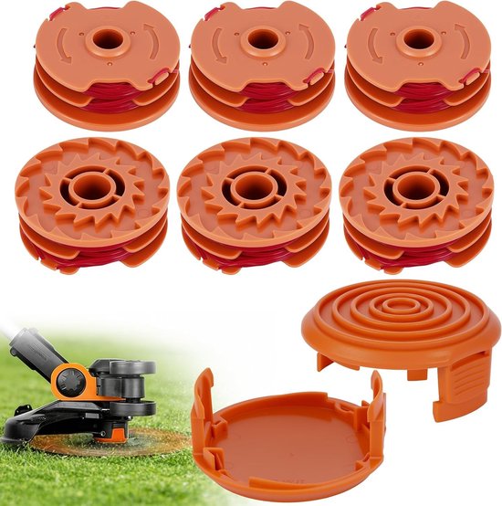 Reservedraadspoel set van 6 voor grastrimmer, 1,6 mm nylon trimmerdraad, robuuste ABS-draadcassette, compatibel met diverse modellen, ideaal voor tuinonderhoud en snoeien van Merkloos