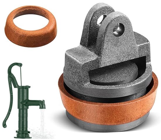Reservezuiger voor zwengelpompen, zuiger compleet voor waterpompen type 75, zwengelpomp, reserveonderdelen, handpompen type 75 zwenkpompzuiger met neusstekventiel, leren manchet, afdichtring
