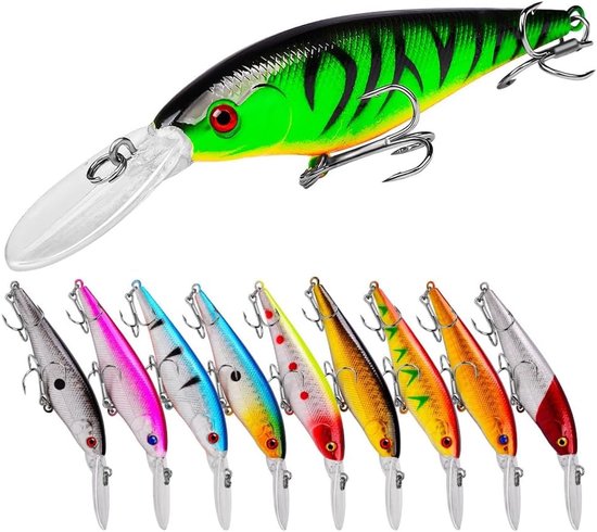 Retadou - Vislokmiddelen, Harde lokmiddelen, 3D-ogen, Minnow-vislokmiddelen, Crankbait, Swimbait, Visaccessoires voor zoetwater, zoutwater, oppervlaktewater, baars, forel, snoekbaars, rode vis, 10 stuks van Retadou