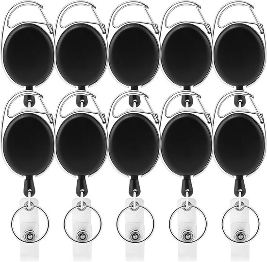 Retractable Badge Holder - Metalen Reel Clip voor ID Kaarten - Set van 10 - Perfect voor Werk en Evenementen van Merkloos