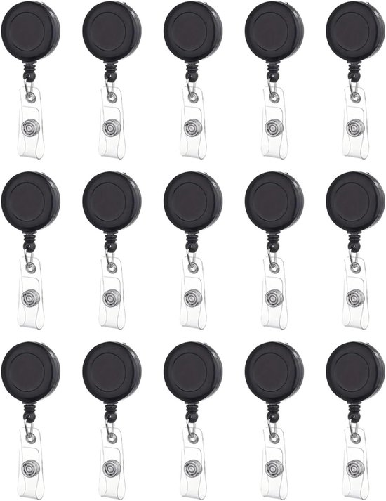 Retractable Badge Holder Set van 15 Stuks, Uitrekbare Lanyard voor ID Kaarten, Duurzame Badge Reel voor Verpleegkundigen, Docenten en Kantoormedewerkers van Merkloos