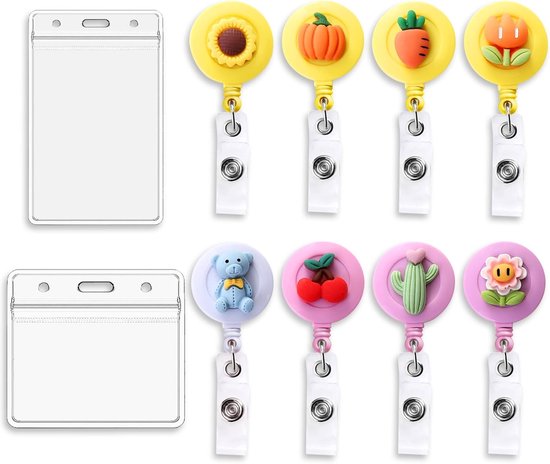 Retractable badge reel met 8 ID-kaarthouders voor gebruik in kantoren, scholen en fabrieken, ideaal voor identificatie en organisatie