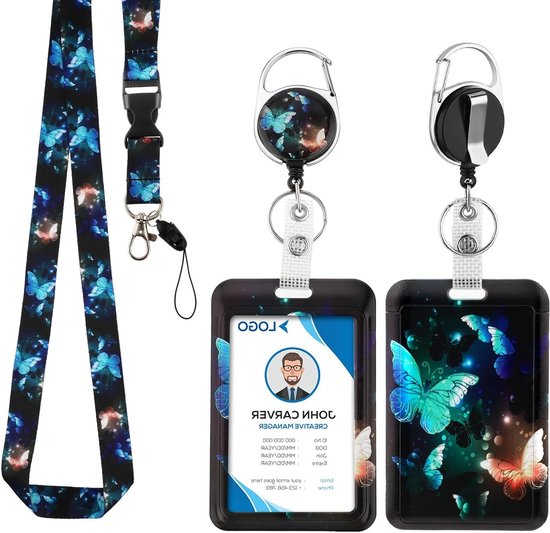 Retractable Badge Reel met Swivel Belt Clip en ID Badge Houder, Verstelbare Lanyard voor Studenten, Docenten en Werknemers met Sleutelhanger en Naamlabel