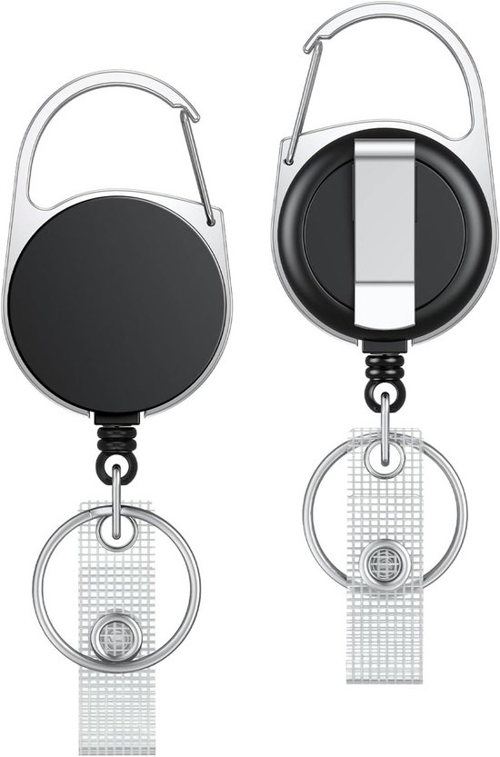 Retractable Badge Reel Set van 2 voor Badgehouder - Zwart, Handig en Duurzaam