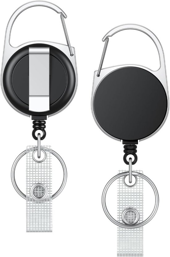 Retractable Badge Reel Set van 2 voor Badgehouder - Zwart, Ideaal voor Werk en Evenementen