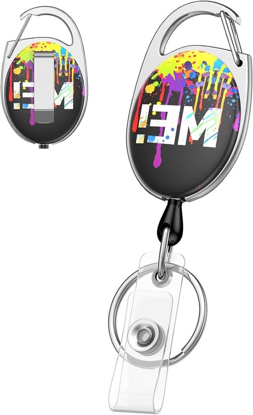 Retractable badge reel voor ID-kaarthouders met spetterprint, sterke sleutelhanger en duurzame ABS-behuizing voor dagelijks gebruik van Merkloos