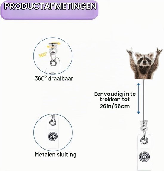 Retractable Badgehouder met Clip, Grappige Studenten Reel met Cartoon Motief voor Artsen, Leraren en Studenten - Perfect voor Identificatie en Toegang