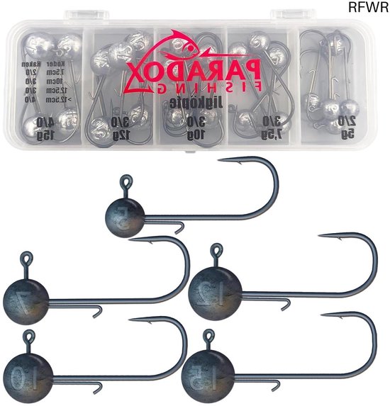 RFWR® Jigkoppen Set voor Rubber Vissen - 25-delig met Verschillende Gewichten van Merkloos