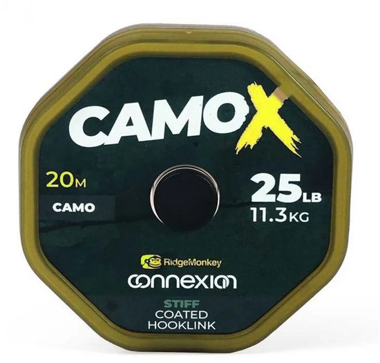 Ridgemonkey Connexion Camox Stiff Coated Hooklink Karperlijn 20 M Goud 25 Lbs