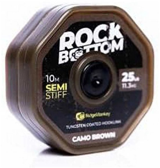 Ridgemonkey Connexion Rock Bottom Tungsten Semi Coated Hooklink 20 M Karperlijn Goud 25 Lbs