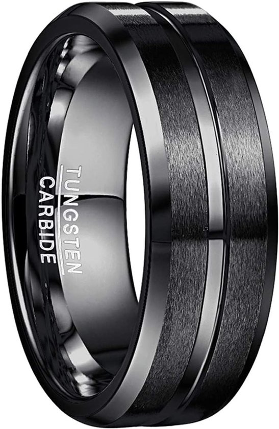 Ringe heren wolfraamcarbide zwart buitenbreedte 8 mm breed comfort fit design wolfraam ring