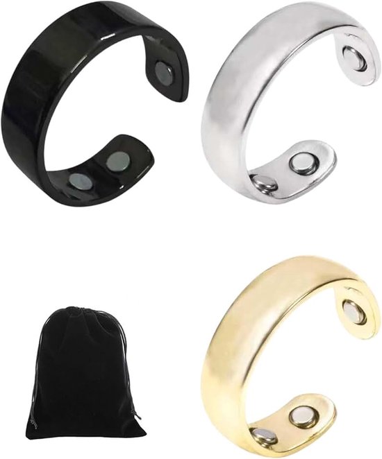 Ringen, 3 Stuks Connected Ring,Anti-Stress Ring,Therapeutische Magnetische Ring voor Lymfedrainage, Koper Magnetische Ring, Verstelbare Opening