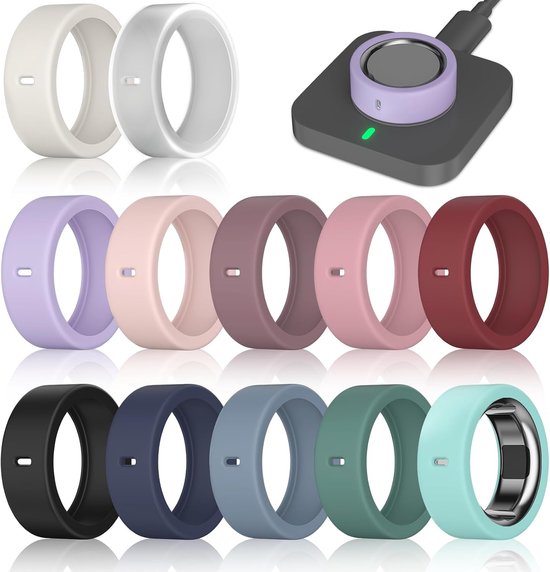 Ringen hoes compatibel met Oura Ring Gen 4 / 4 Keramiek/Gen 3/Ultrahuman ring, Surport opladen met cover, anti-kras elastische siliconen ringen, beschermhoes voor mannen en vrouwen, training