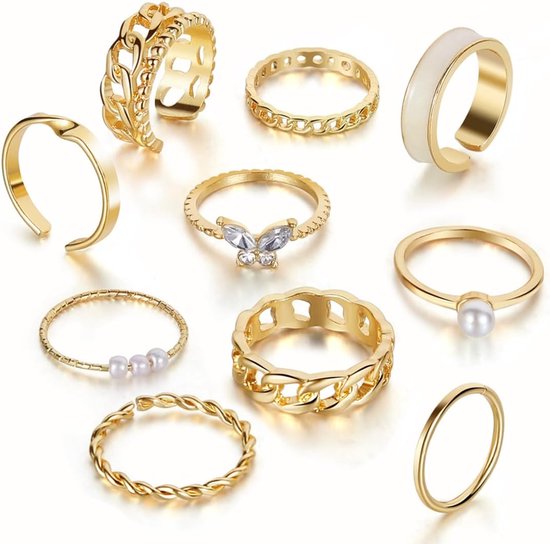 Ringen, roestvrij staal, open, verstelbaar, golfring, knuffel, hand, vinger, retro, vintage, verstelbaar, stapelbaar, set, open, goud