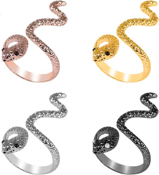Ringen Set Open Slang Stapelen Ringen Gothic Band Ringen Vintage Verstelbare Knuckle Ring Set, Large, Metaal