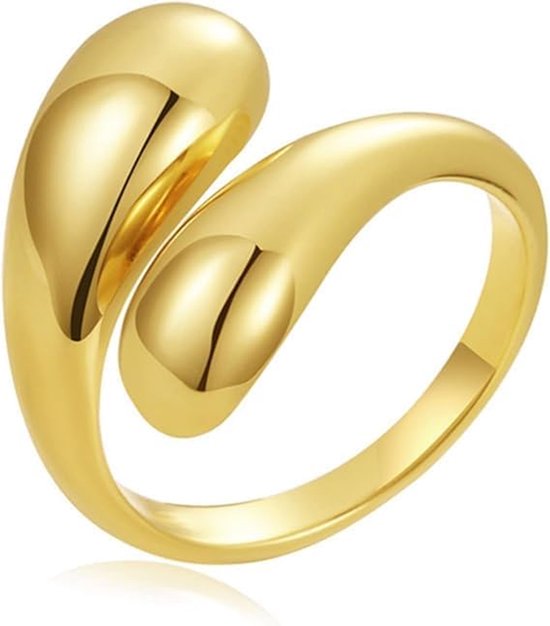 Ringen van roestvrij staal, verstelbaar, cadeau voor vriendin, ringen, goud, roestvrij staal, druppelvorm, dikke kleine vingers, verstelbaar, stapelbaar, hypoallergeen