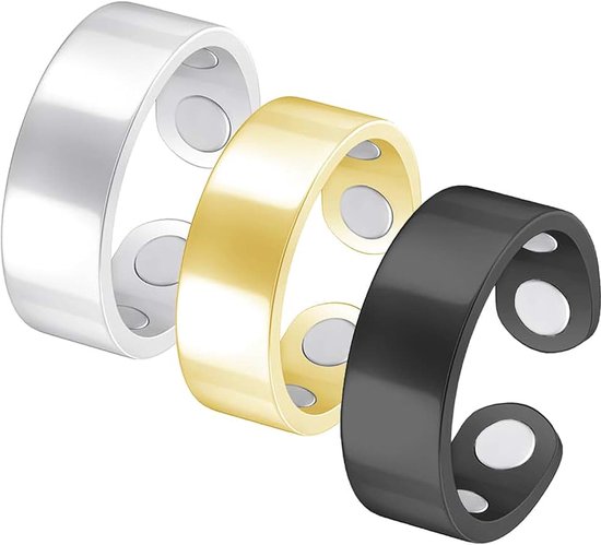Ringen, vital ring, magneetveldtherapie, 4 ultrasterke magneten, magnetische ring voor heren en dames, verstelbare koperen ringen, voor Sömni ring dames menopauze (goud