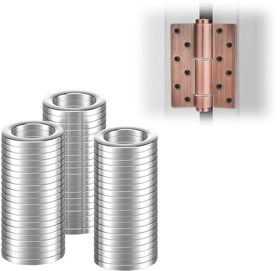 Ringen voor deurscharnieren, 8 mm x 12 mm x 1,5 mm, 60 stuks metalen sluitringen, afdekking voor metalen scharnieren, platte handpalm (M8)