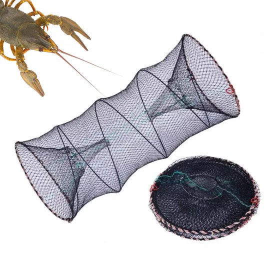 Rivierkreeft fuik - korf - Opvouwbaar - RVS - 60x Ø30cm - KreeftenVal - VisFuik - PalingFuik - LeefNet van Merkloos