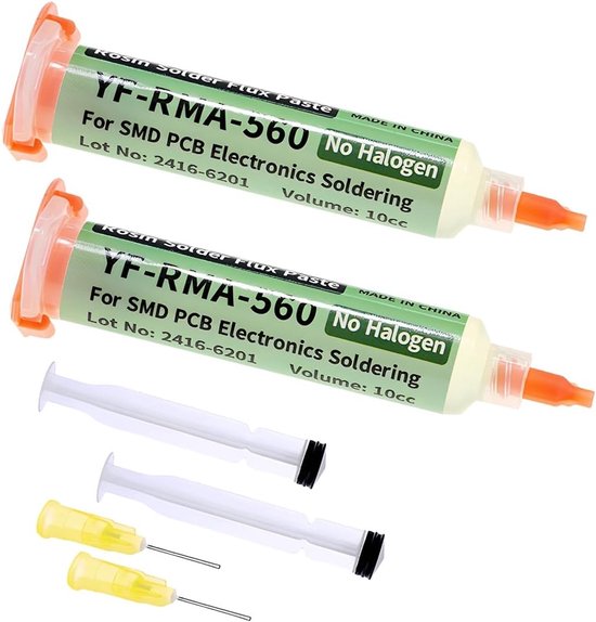 RMA-560 Roze Vrije Lood Solderingsvloeistof voor Mobiele Telefoons, BGA, SMD en PCB Reparaties, 10 ml, Pack van 2