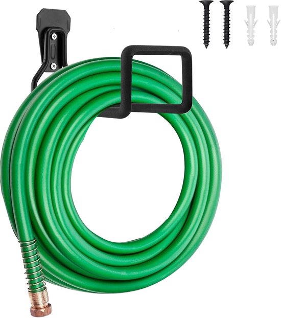 robuuste metalen slanghouder wandmontage, haak voor tuinslang/uitbreidbare slang/slanghaspel/waterslang/zakslang/flexibele slang/magische slang (zwart) (Sa0729)