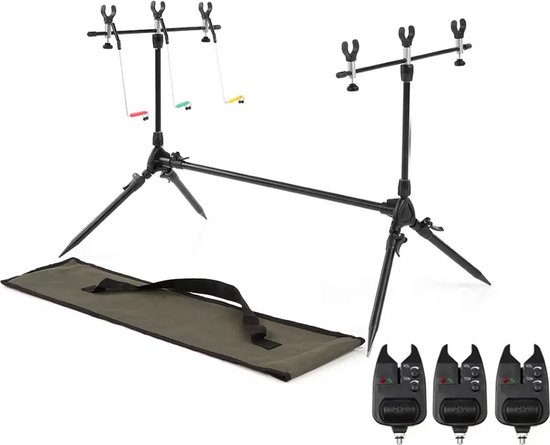 Rodpod - Rodpod set - Verstelbaar - Inclusief beetmelders, hangers, steuntjes - Swingers - Hengel steun - Karper vissen - Hengelsport - Zwart van Merkloos