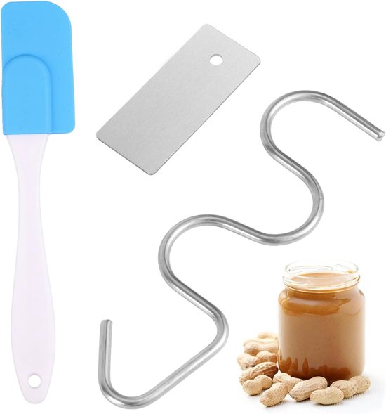 Roerder Set en Siliconen Spatel, Roestvrij Staal Notenbotermixer Pindakaasroergereedschap Geschikt voor Potten van 12-30 OZ voor het Mengen van Verschillende Pindakaas Jam