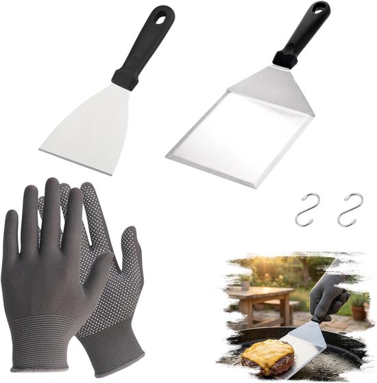 Roestvrij staal, 5 stuks, plancha-spatel, grillaccessoires
