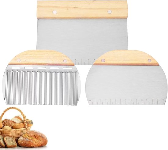 Roestvrij Staal Met Houten Handvat, Deegsnijder Roestvrij Staal, Scraper Keuken, Golfmes, Voor Cake, Pizza, Brood, Keukenbenodigdheden