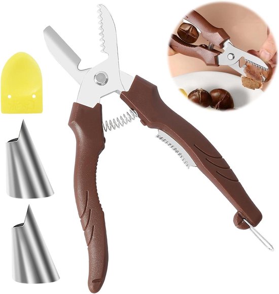 Roestvrij stalen kastanjemes met 2-in-1 kastanjeschaal - Maronizang met pantserbeveiliging van Dimono.