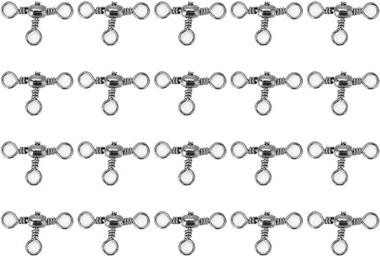 Roestvrijstalen en Koperen Triple Swivels Visverbindingen - 20 Stuks, Maat 2, Perfect voor Hengelsport en Vissen