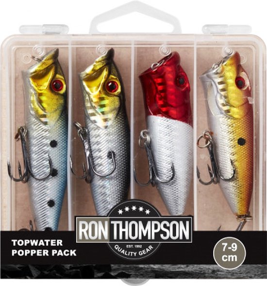 Ron Thompson Topwater Popper Pack in Box - 4pcs - Oppervlakte Kunstaas van Merkloos