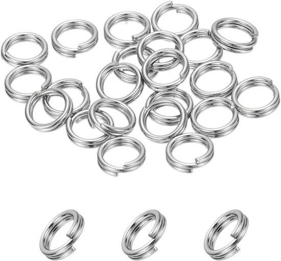 Ronde splitringen 4mm - 20 stuks metalen sleutelringen voor sleutelhangers, sieraden maken en DIY-ambachten, zilverkleurige accessoires
