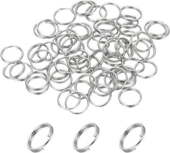 Ronde Splitringen 8mm - 60 Stuks Kleine Splitringen met Dubbele Lussen voor Sleutelhangers, Sieraden Maken, DIY Creaties en Accessoires