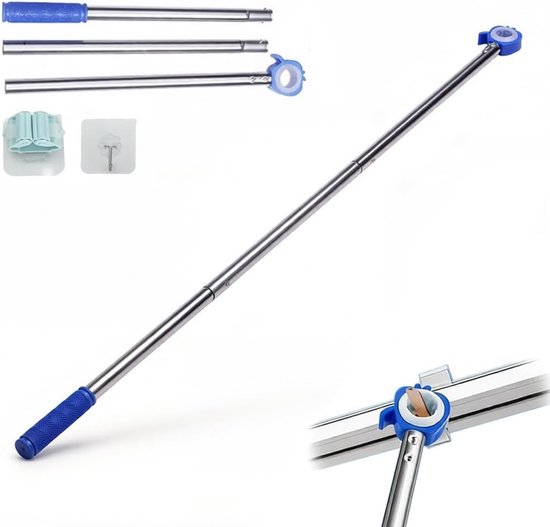 Roof Skylight Stick Hook, Stainless Steel Window Handle Extension, Telescopic Rod, Window Opener, Adjustable 80-120 - ShopVlot