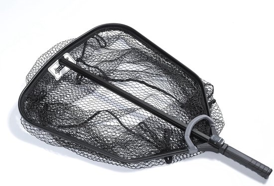 Roofvis Schepnet - Vislandingsnet - Krachtige Vissen Landen - Versterkte Handgreep Rubber - 90 X 80 Cm - Zwart