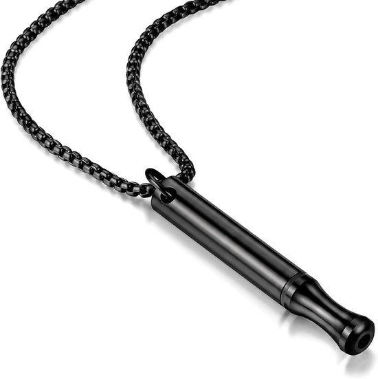 Rookstopper Tool Ademende Ketting voor Rookvrij Leven, Rookvervanger en Stressverlichting voor Niet-Rokers, Zwart RVS