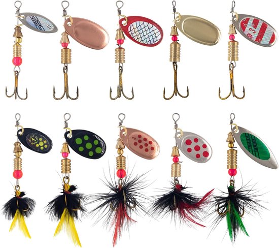 Rooster Tail Fish Bait - Inline Spinner Bait Set voor Forel, Baars en Zalm - Geschikt voor Zoetwater, Beken en Stroomversnellingen van Yakima Bait