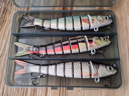 Rospo outdoor - Swimbait 8-delige -visspullen- set van 3 stuks - 14 cm- 28 gram met 2 dreggen -type 3 van Merkloos