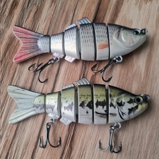 Rospo outdoor - Swimbait-multidelige - set 2 stuk - roofvis kunstaas- 10 cm- 20 gram met 2 dreggen. van Rospo