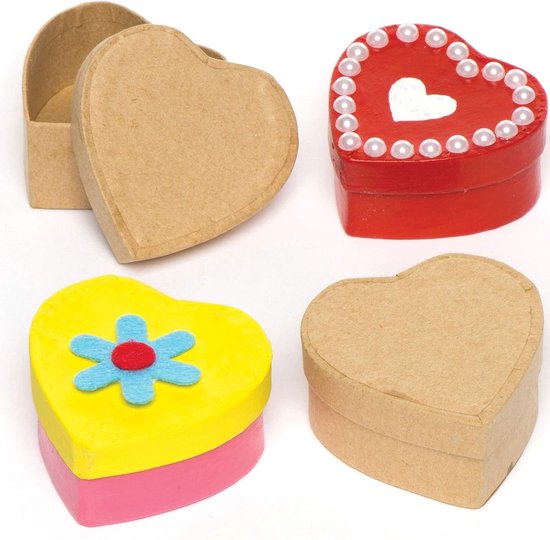 Ross E3917 Hartvormige doosjes om te knutselen voor kinderen, voor kleine cadeaus voor Valentijnsdag en Moederdag (8 stuks).,bruin