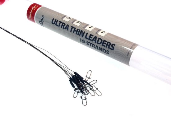 Rozemeijer Ultra Thin 19-Strands Leaders (10 pcs) 15lb - 25cm - D-Lock Size 14 - Swivel Size 10 van Rozemeijer