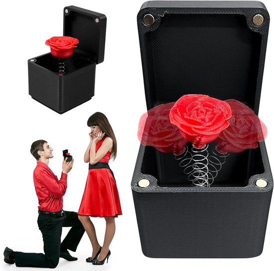 Rozengeschenkdoos, 3D-bedrukte rozen/harten in een doos, Valentijnsdag verrassingsdoos, nieuwigheid plezier grap cadeau, rozenverrassingsdoos, verjaardag, vriendin/mama (1 stuks)