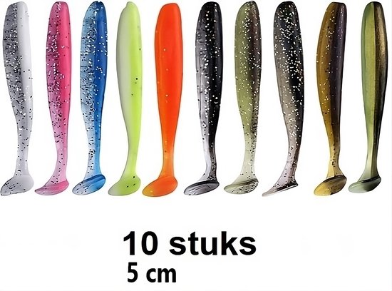 Rubber kunst aas mix - visaas - shads - snoek - baars - roofvis - 10 stuks 5 cm van Spro