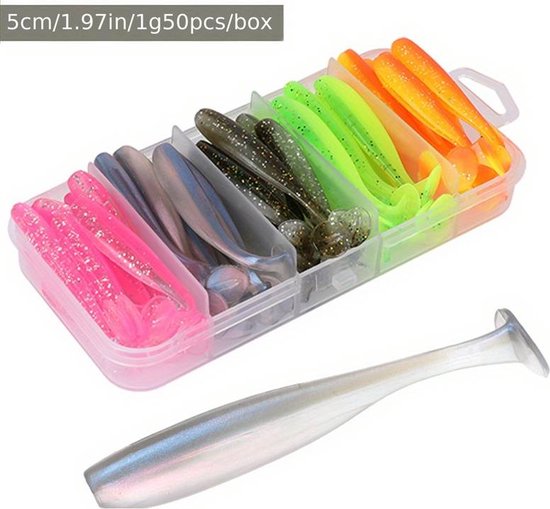 Rubber kunst aas mix - visaas - shads - snoek - baars - roofvis - 50 stuks 5 cm van Ultimate