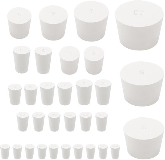 Rubber stops lab set 32 stuks - 13 verschillende maten - solide rubber - perfecte afdichting - ShopVlot
