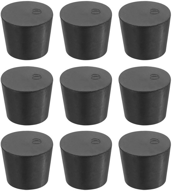Rubberen conische stop van 25 mm tot 33 mm, vaste reageerbuisstop voor laboratorium en huishouden, 9 stuks, zwart en duurzaam van Merkloos